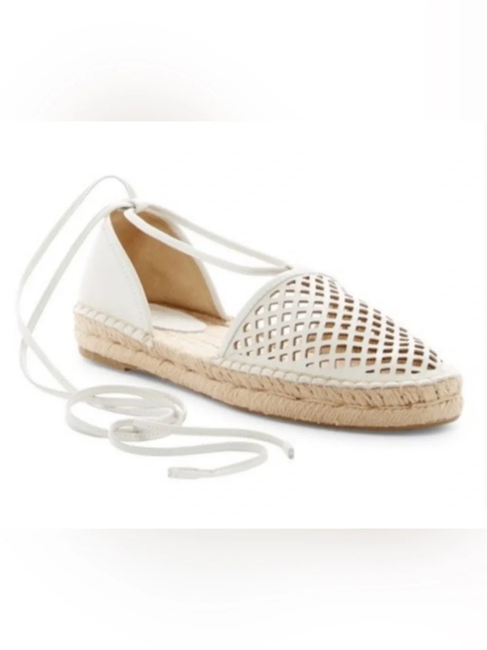 FRYE Leo Perforated Ankle Wrap Leather Espadrilles size 9M minimalist summer